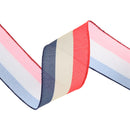 2 1/2 Wired Ribbon | Red/Natural/Blue Bunting Stripe | 10 Yard Roll