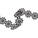 1 1/2 Ultra Sonic Trim | Large Flower Silhouette Black | 10 Yard Roll