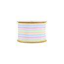 2 1/2" Wired Ribbon | White w/ Bright Railroaded Stripes Green/Pink/Blue/Yellow | 10 Yard Roll
