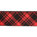 2 1/2" Wired Ribbon | Printed Red/Black Bias Plaid | 10 Yard Roll