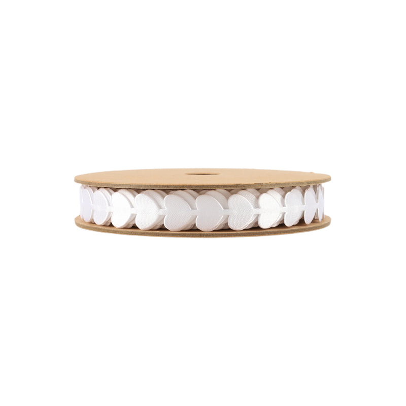 3/4" Ultra Sonic Trim | Running Hearts White | 10 Yard Roll