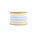 2 1/2" Wired Ribbon | White w/ Bright Ric Rac Green/Pink/Blue/Yellow | 10 Yard Roll