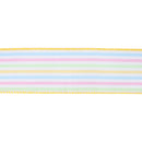 2 1/2" Wired Ribbon | White w/ Bright Railroaded Stripes Green/Pink/Blue/Yellow | 10 Yard Roll