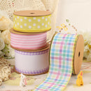 2 1/2" Wired Ribbon | White w/ Purple Gingham Edging | 10 Yard Roll
