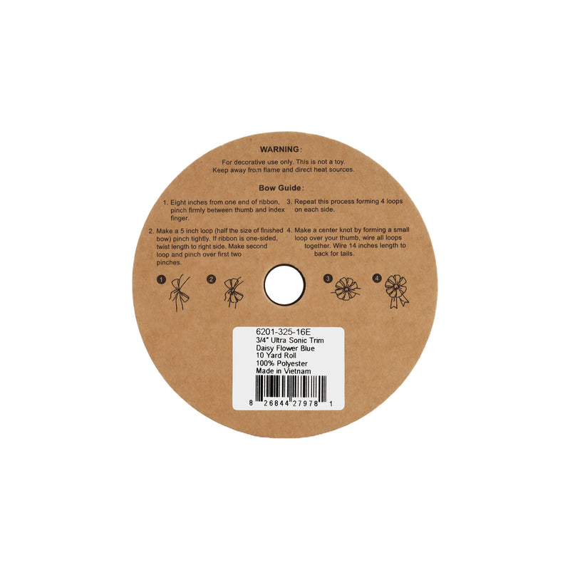 3/4" Ultra Sonic Trim | Daisy Flower Blue | 10 Yard Roll