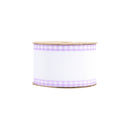 2 1/2" Wired Ribbon | White w/ Purple Gingham Edging | 10 Yard Roll