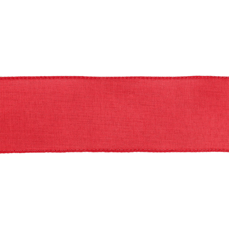 2 1/2 Wired Ribbon | Dark Red Linen | 10 Yard Roll