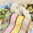 2 1/2 Wired Ribbon | Green w/ Easter Eggs & Flowers | 10 Yard Roll