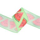 2 1/2" Wired Ribbon | Watermelon Slice on Green | 10 Yard Roll