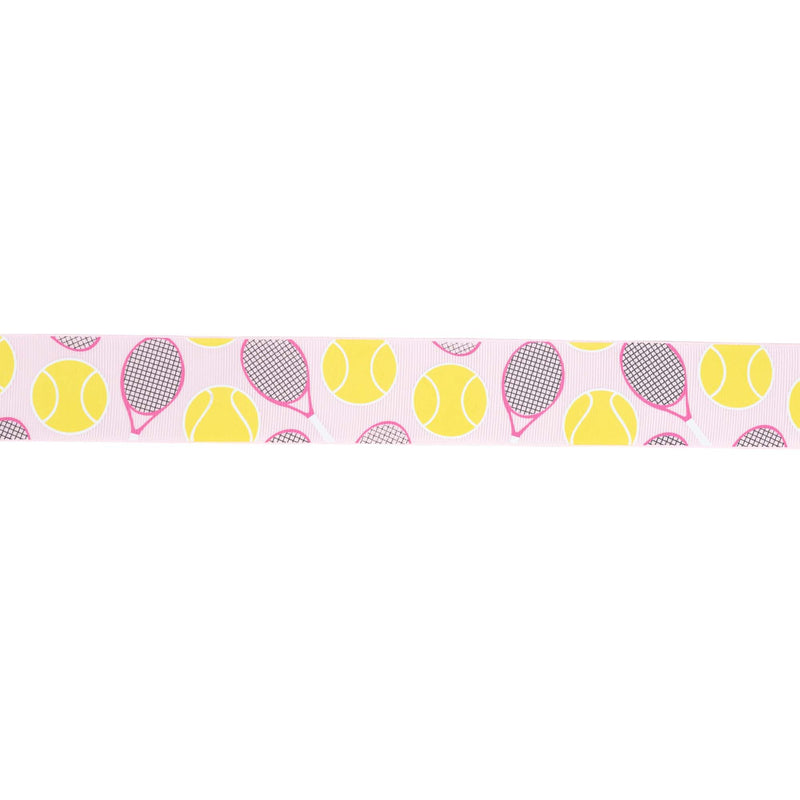 1 1/2" Printed Grosgrain Ribbon | Tennis Balls and Rackets | 25 Yard Roll