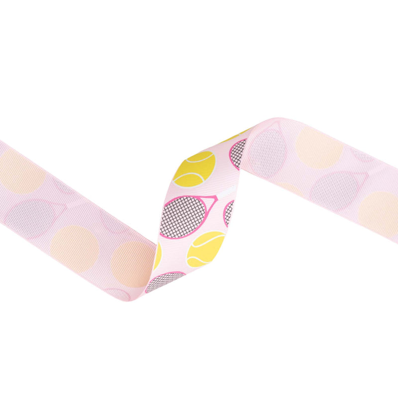1 1/2" Printed Grosgrain Ribbon | Tennis Balls and Rackets | 25 Yard Roll