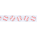 1" Printed Grosgrain Ribbon | Baseballs on White | 25 Yard Roll