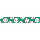 1" Printed Grosgrain Ribbon | Baseballs on Green | 25 Yard Roll