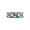1" Printed Grosgrain Ribbon | Baseballs on Green | 25 Yard Roll