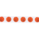 1" Printed Grosgrain Ribbon | Basketballs on White | 25 Yard Roll