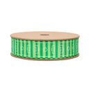 1" Printed Grosgrain Ribbon | Soccer Fields on Green Stripe | 25 Yard Roll