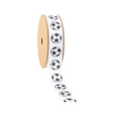 1" Printed Grosgrain Ribbon | Soccer Balls on White | 25 Yard Roll