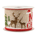 2 1/2" Wired Ribbon | "Merry Christmas" Natural/Red | 10 Yard Roll