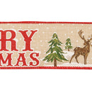 2 1/2" Wired Ribbon | "Merry Christmas" Natural/Red | 10 Yard Roll