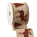 2 1/2" Wired Ribbon | "Reindeer Tree" Natural/Red/Black | 10 Yard Roll