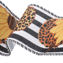 2 1/2" Wired Ribbon | "Pumpkin Sunflower Striped" Black/Multi | 10 Yard Roll