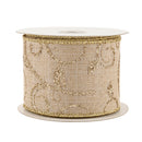 2 1/2" Wired Ribbon | "Scroll" Natural/Gold | 10 Yard Roll