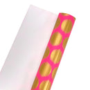 24" x 417' Wrapping Paper Half Ream | Pink w/ Large Metallic Gold Dot
