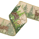 2 1/2" Wired Ribbon | "Reindeer Tree" - Natural/Green | 10 Yard Roll