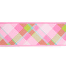 2 1/2" Wired Dupioni Ribbon | Bias Plaid Pink/White w/ Taffeta Fused Back | 10 Yard Roll
