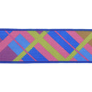 2 1/2" Wired Dupioni Ribbon | Bias Plaid Blue/Multi w/ Taffeta Fused Back | 10 Yard Roll