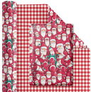 24" x 417' Holiday Reversible Wrapping Paper Half Ream | Joyful Santa Bunch/Red and White Buffalo Plaid