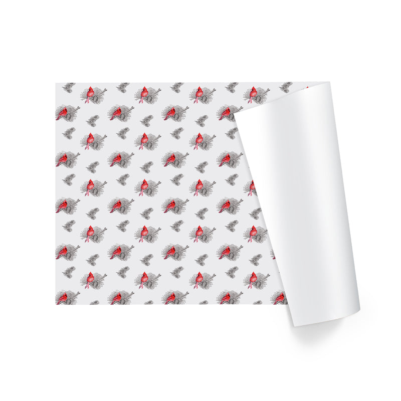 24" x 417' Holiday Wrapping Paper Half Ream | Holiday Cardinal Floral