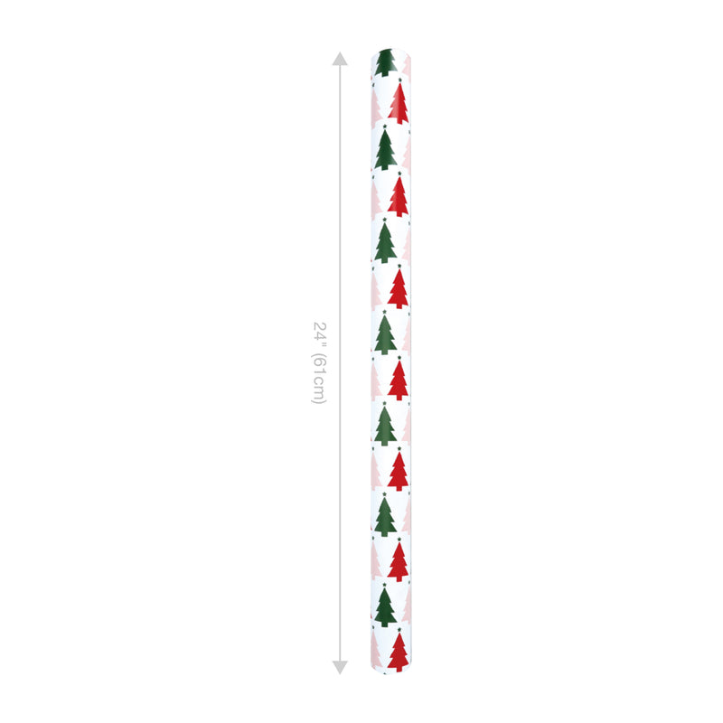 24" x 16' Reversible Holiday Wrapping Paper | "Symmetrical Tree/Holiday Plaid"