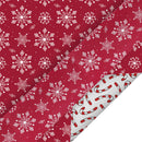 24" x 417' Holiday Reversible Wrapping Paper Half Ream | Assorted Snowflake on Red/Multi Candy Cane