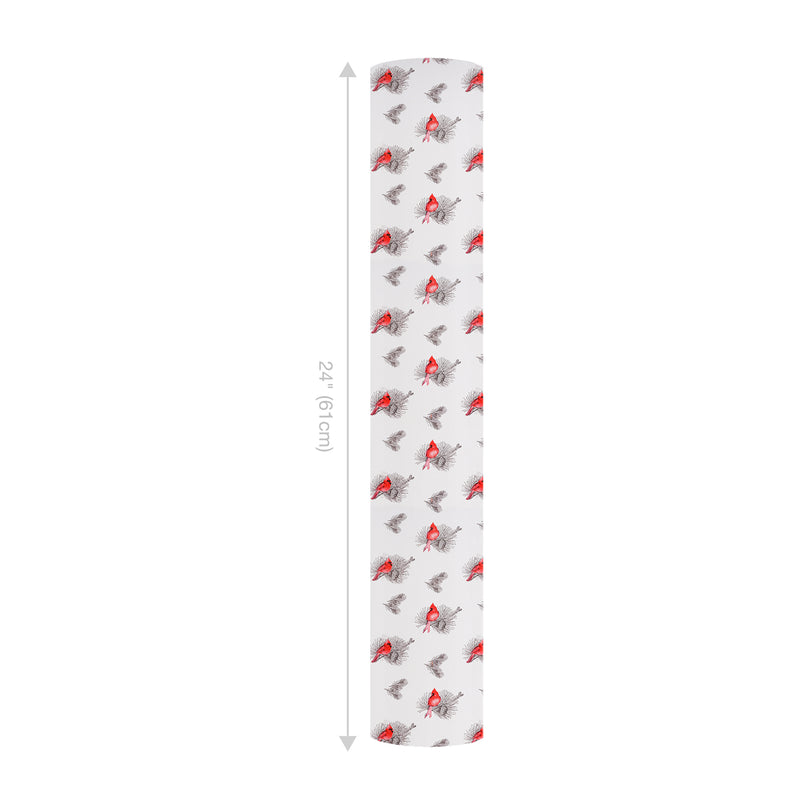 24" x 417' Holiday Wrapping Paper Half Ream | Holiday Cardinal Floral