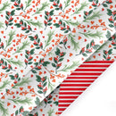 24" x 417' Holiday Reversible Wrapping Paper Half Ream | Greens and Berries/Red and White Stripe