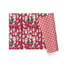 24" x 417' Holiday Reversible Wrapping Paper Half Ream | Joyful Santa Bunch/Red and White Buffalo Plaid