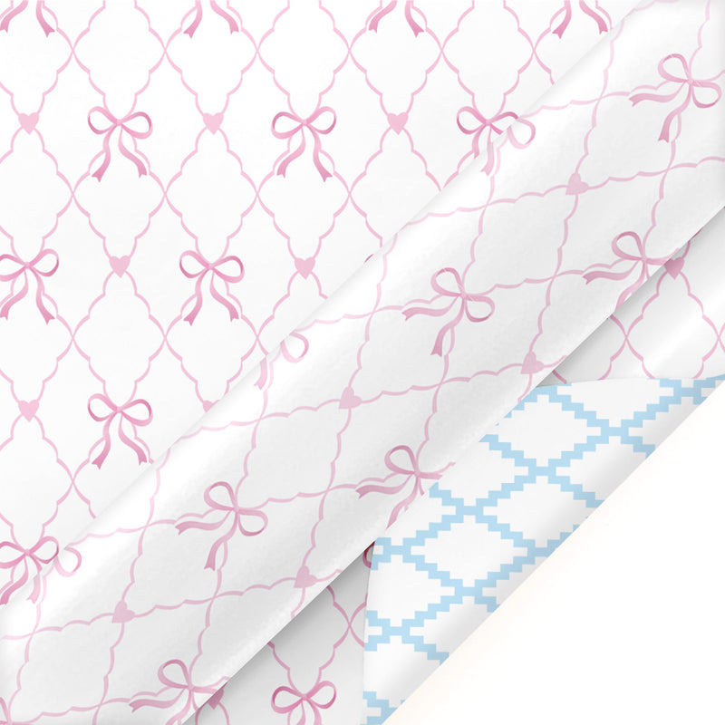 24" x 417’ Reversible Wrapping Paper Half Ream | Baby Quilted Diamond and Ric-Rac