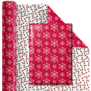24" x 417' Holiday Reversible Wrapping Paper Half Ream | Assorted Snowflake on Red/Multi Candy Cane