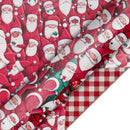 24" x 417' Holiday Reversible Wrapping Paper Half Ream | Joyful Santa Bunch/Red and White Buffalo Plaid