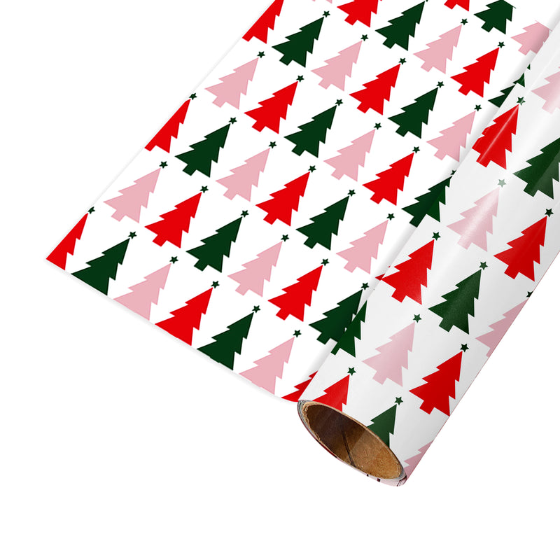 24" x 16' Reversible Holiday Wrapping Paper | "Symmetrical Tree/Holiday Plaid"