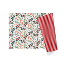 24" x 417' Holiday Reversible Wrapping Paper Half Ream | Greens and Berries/Red and White Stripe