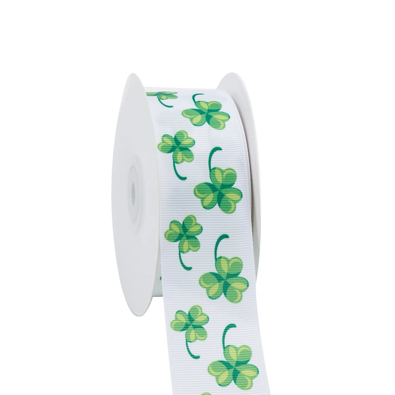 1 1/2" Printed Grosgrain Ribbon | Patty's Clover (10003) | 20 Yard Roll