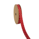 3/8" Swiss Dot Grosgrain Ribbon | Red (250)/White Dot | 25 Yard Roll