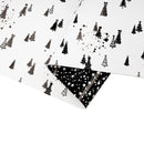 30" x 10' Holiday Reversible Wrapping Paper | Black and White Winter Trees/White Stars on Black