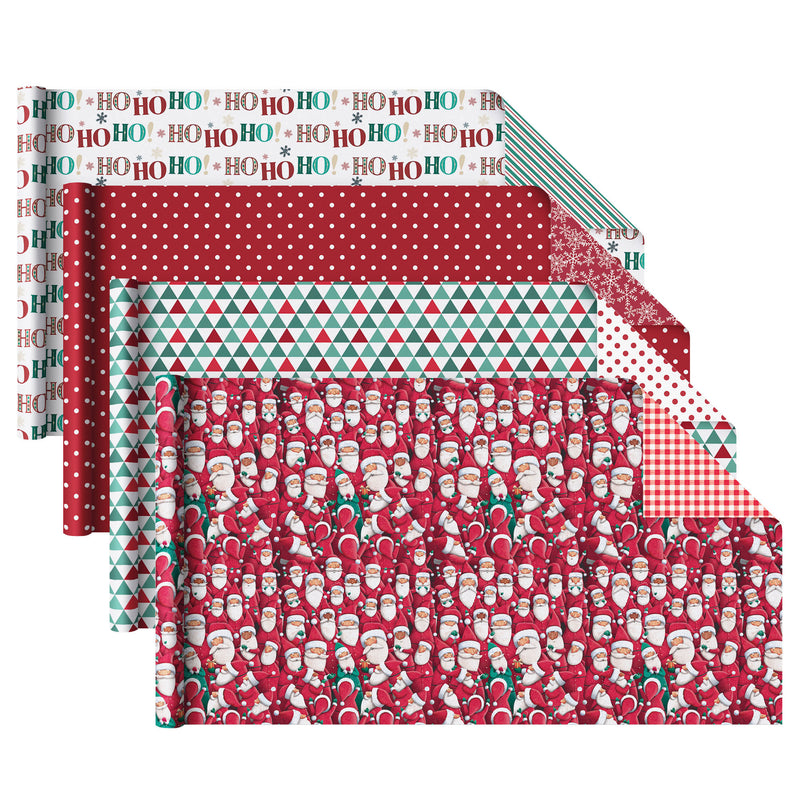 30" x 10' Holiday Reversible Wrapping Paper Bundle (4-pack) | Joyful Bunch