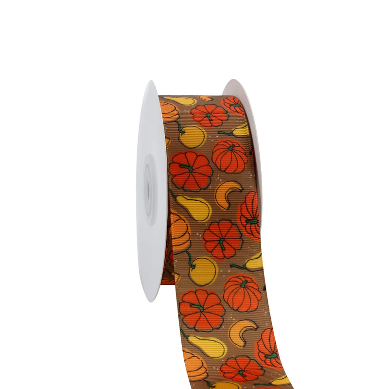 1 1/2" Printed Grosgrain Ribbon | Pumpkin (Frenzy (10023) | 20 Yard Roll