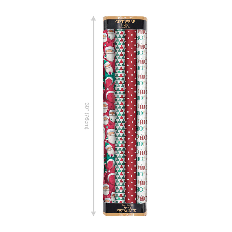30" x 10' Holiday Reversible Wrapping Paper Bundle (4-pack) | Joyful Bunch