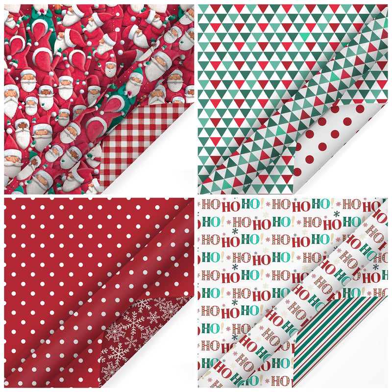30" x 10' Holiday Reversible Wrapping Paper Bundle (4-pack) | Joyful Bunch