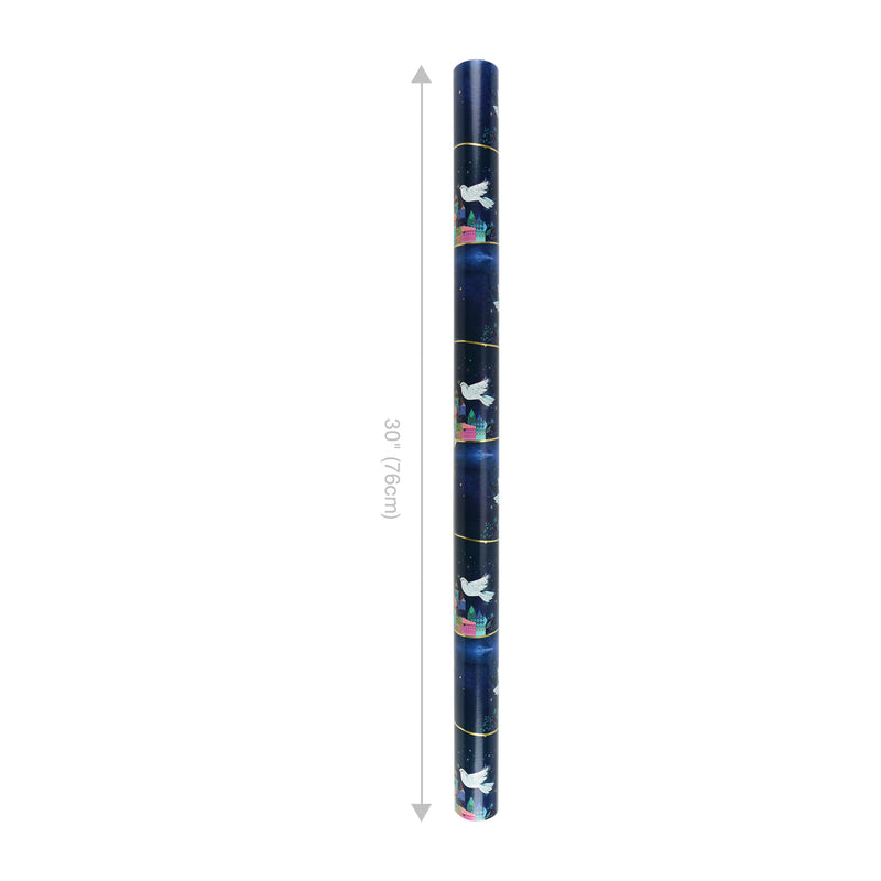 30" x 10' Holiday Wrapping Paper | Three Kings Metallic Accent on Navy